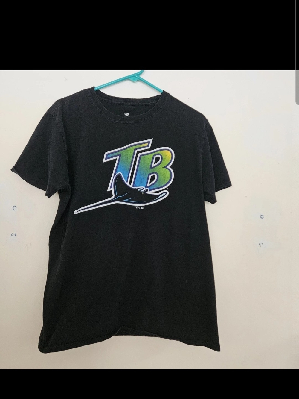 Tampa Bay Rays Shirt Men Large L Black Fanatics MLB Cooperstown Devil Rays Retro